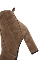 Women's Brown Suede Leather Heeled Boots | Derimod