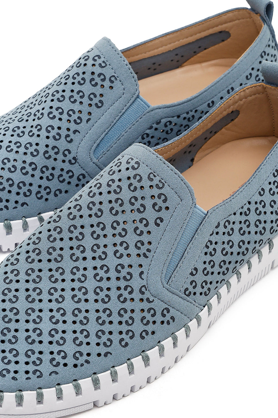 Women's Blue Patterned Fabric Comfort Shoes