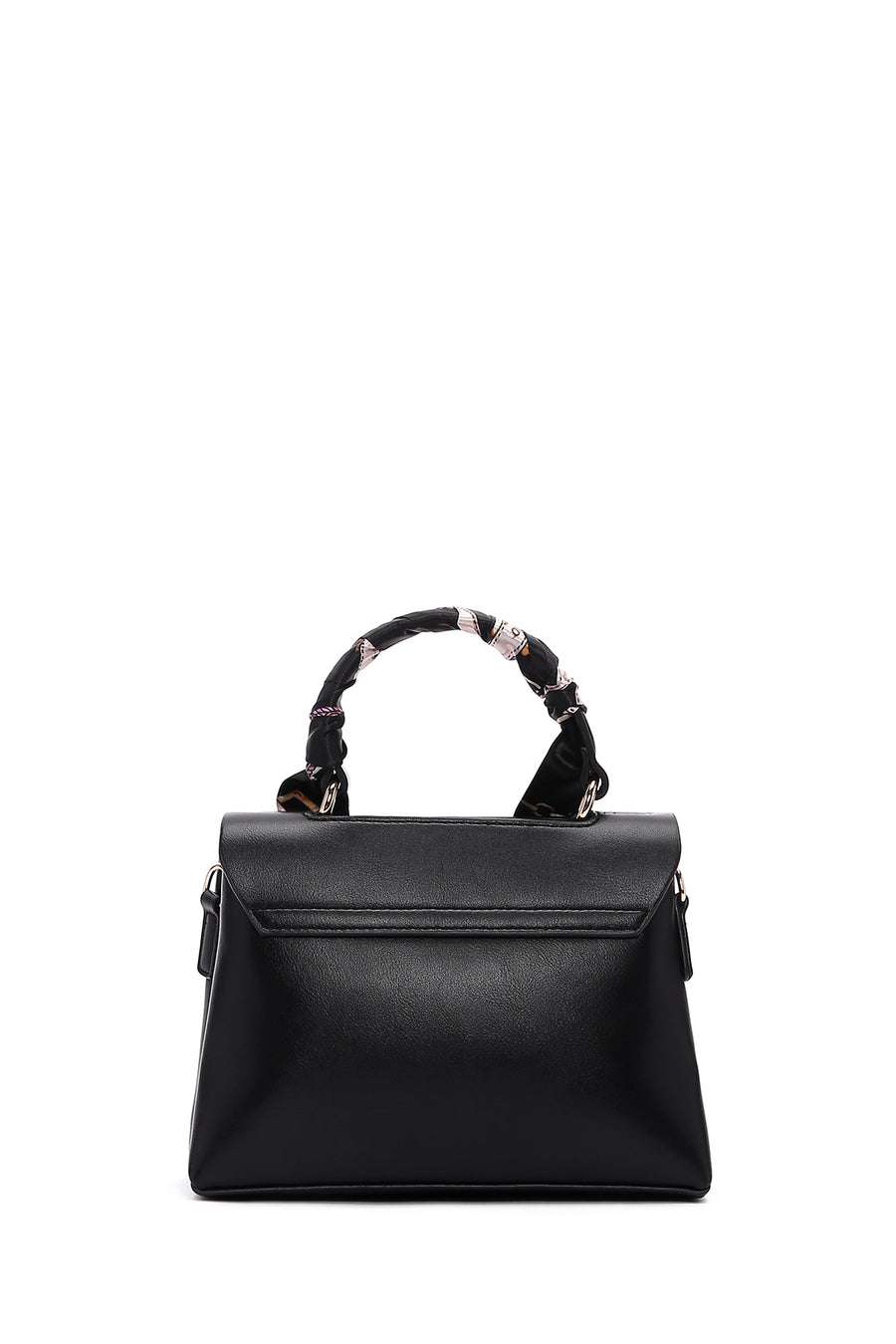 Women's Black Long Strap Handbag with Accessory Detail