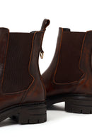 Woman Brown Thick-Soled Leather Chelsea Boots | Derimod