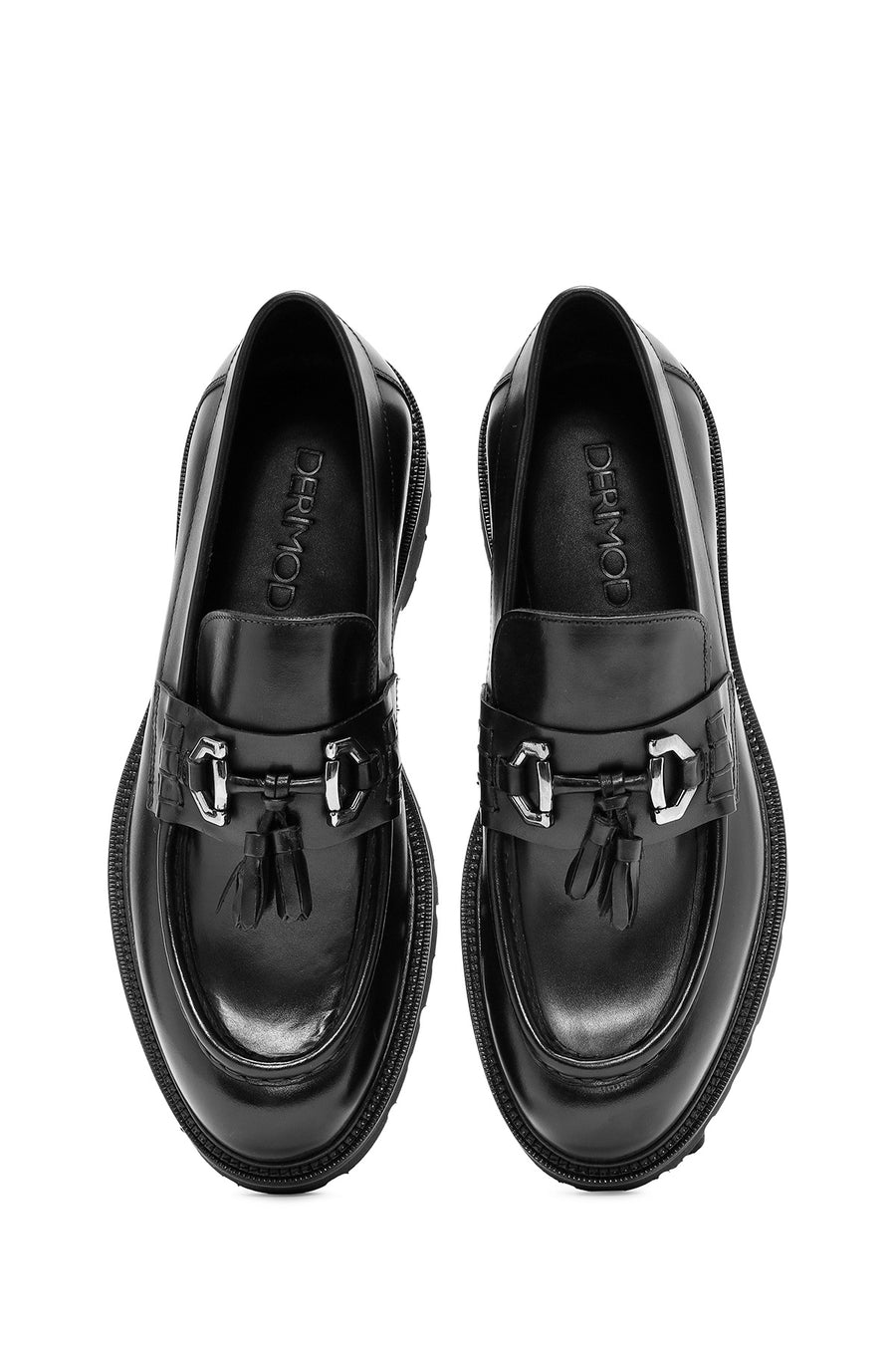 Erkek Siyah Püsküllü Deri Casual Loafer