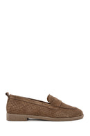 Women's Tan Suede Leather Loafer | Derimod