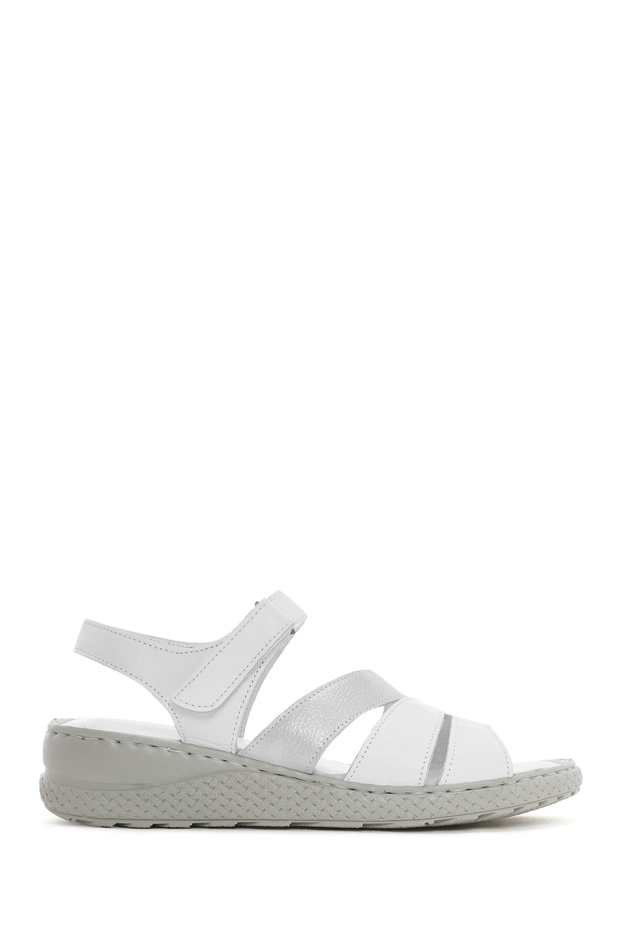 Women's White Ankle Strap Thick Soled Leather Comfort Sandals 26SFD320914 | Derimod