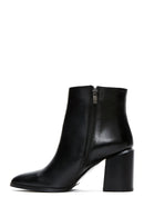 Women's Black Leather Heeled Classic Boots | Derimod
