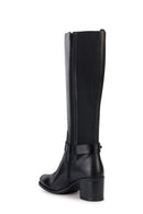 Geox Women's Black New Asheel Leather Zippered Boots | Derimod