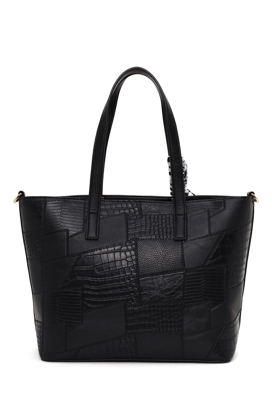 Woman Black Long Strap Printed Shoulder Bag