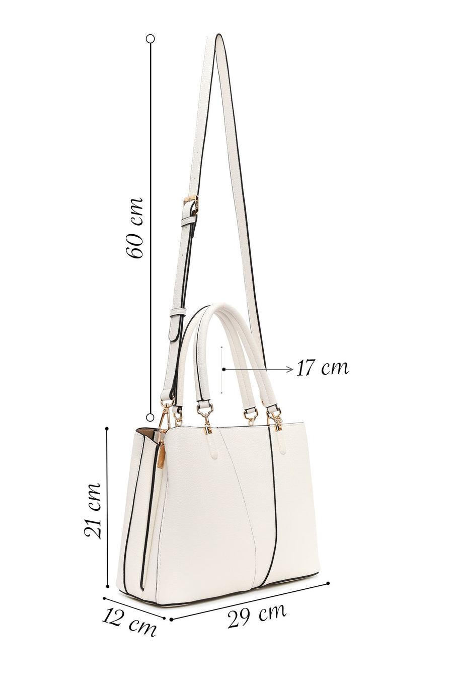 Woman Cream Long-Strap Shoulder Bag
