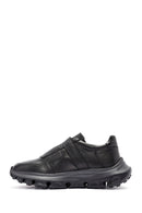 Men's Black Leather Strap Sneakers | Derimod