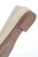 Women's Beige Buckled Leather Masculine Loafer | Derimod