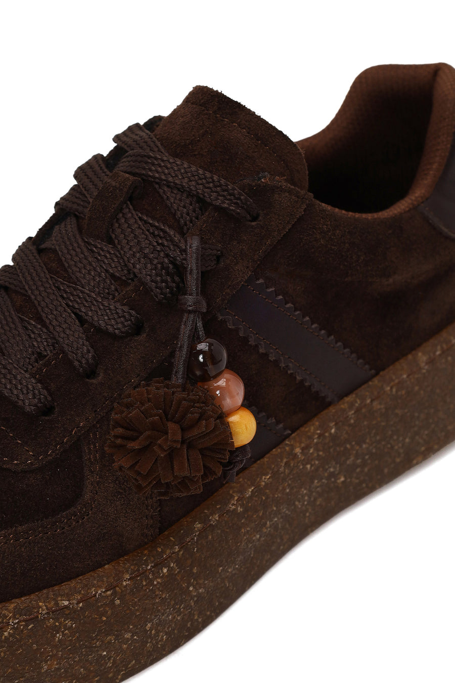 Kadın Kahverengi Bağcıklı Kalın Tabanlı Süet Deri Sneaker