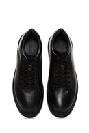 Male Black Lace-Up Thick-Soled Leather Sneaker | Derimod