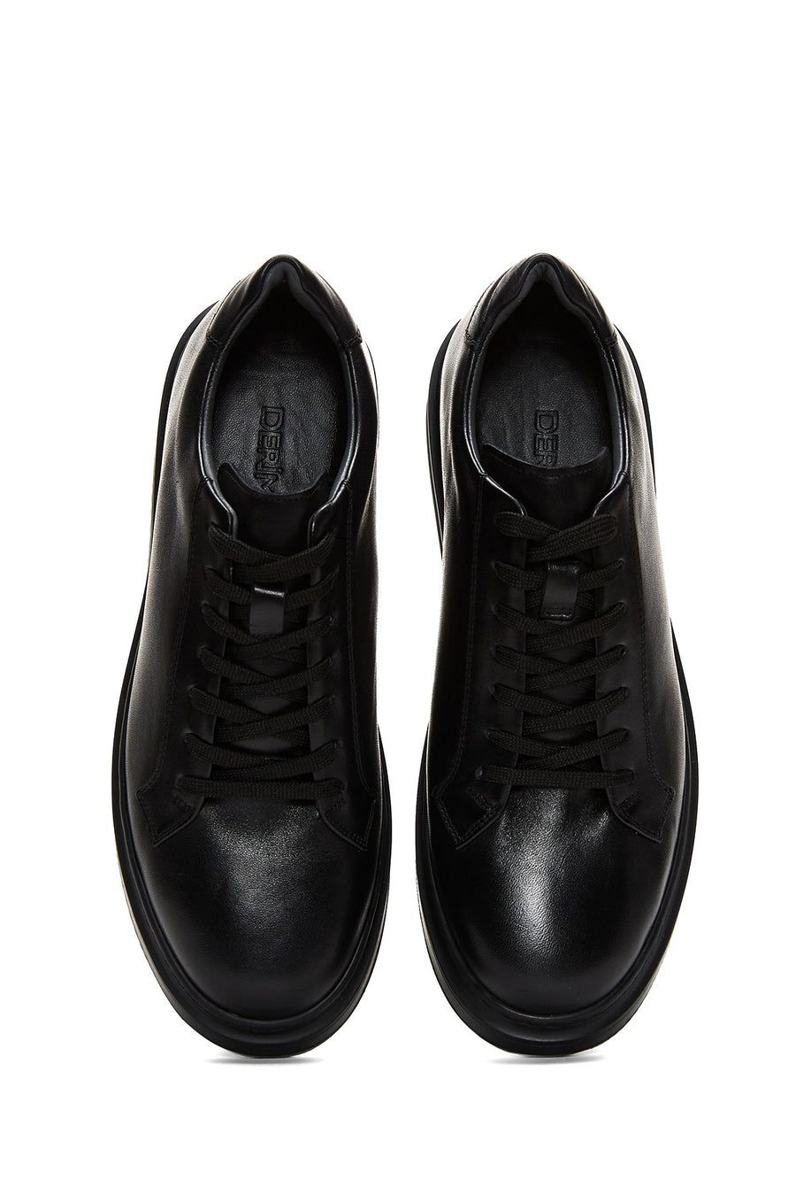 Men's Black Leather Thick Soled Sneaker