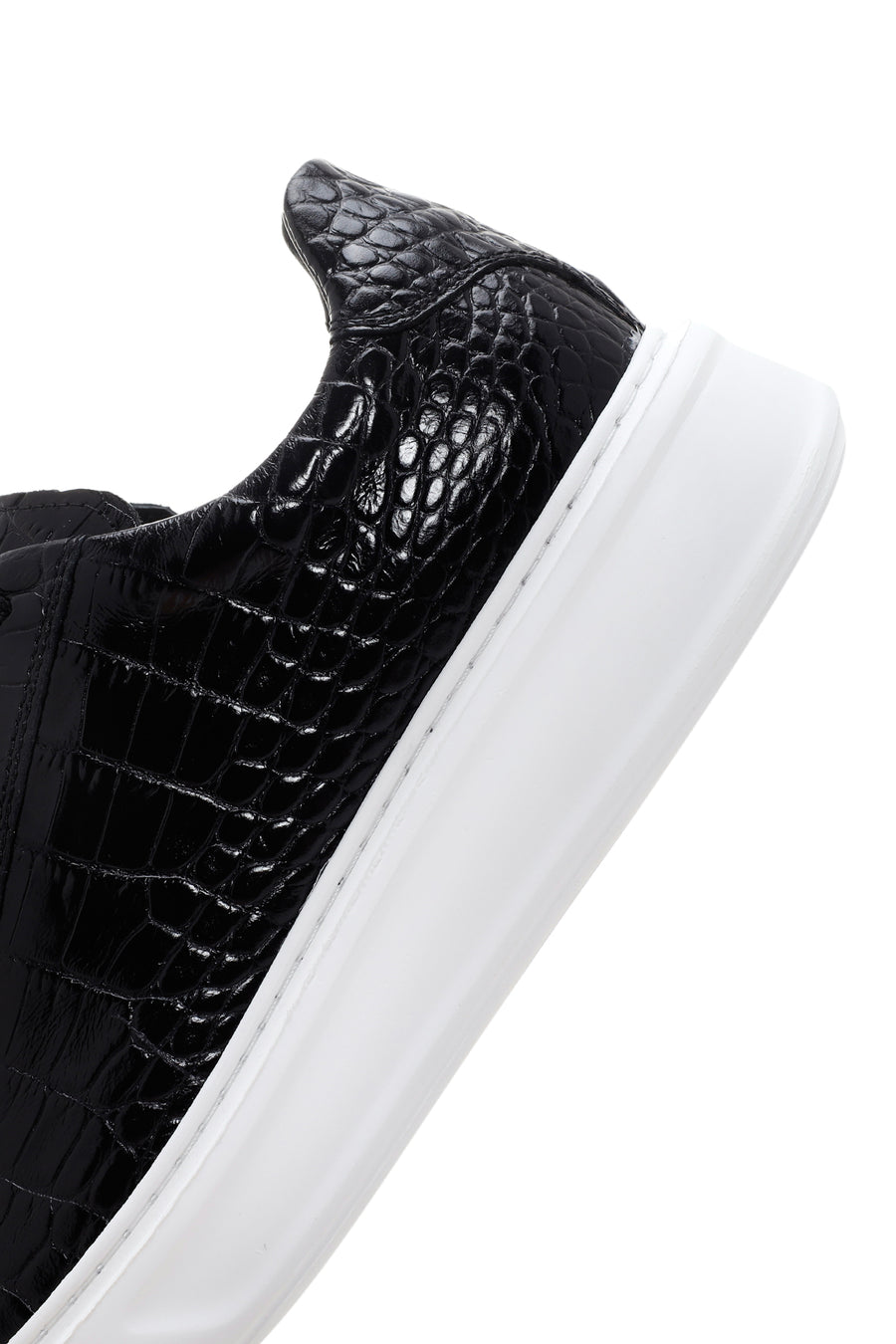 Erkek Siyah Bağcıklı Deri Sneaker