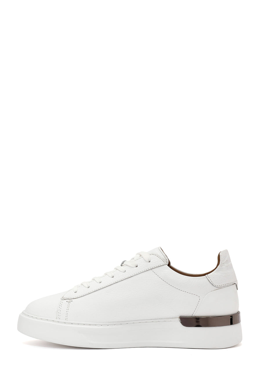 Men's White Lace-up Leather Sneaker