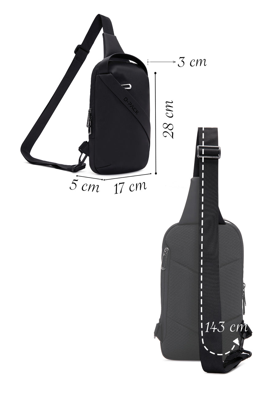 D-Pack Erkek Siyah Kumaş Çapraz Çanta