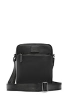 Men's Black Printed Leather Messenger Bag | Derimod