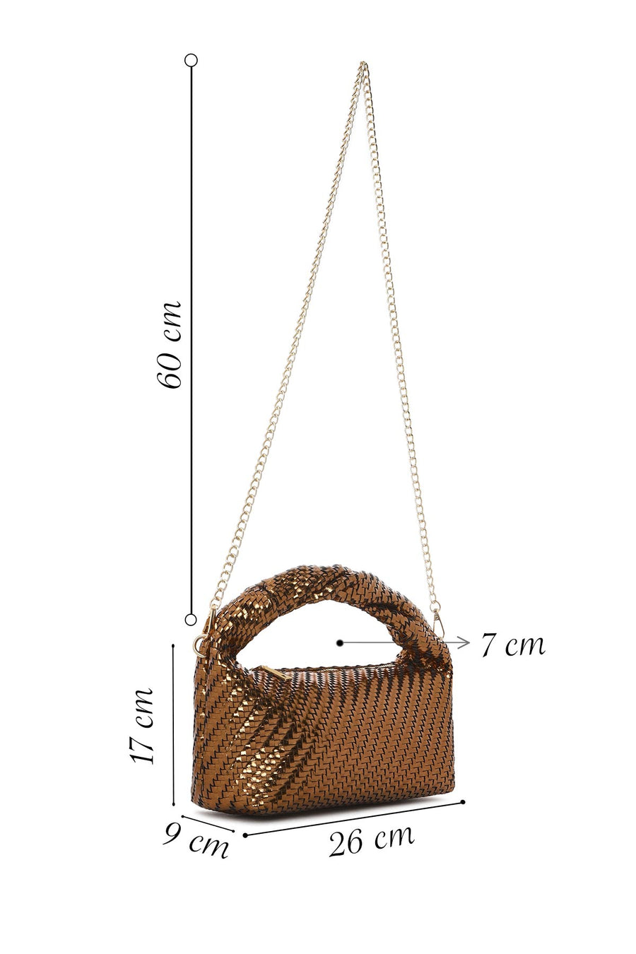 Women's Brown Long Strap Braided Mini Handbag