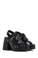 Women's Black Strappy Platform Heeled Sandals | Derimod