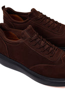 Erkek Kahverengi Bağcıklı Kalın Tabanlı Nubuk Deri Sneaker | Derimod