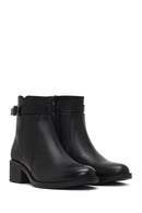 Woman Black Zip Closure Leather Boots | Derimod