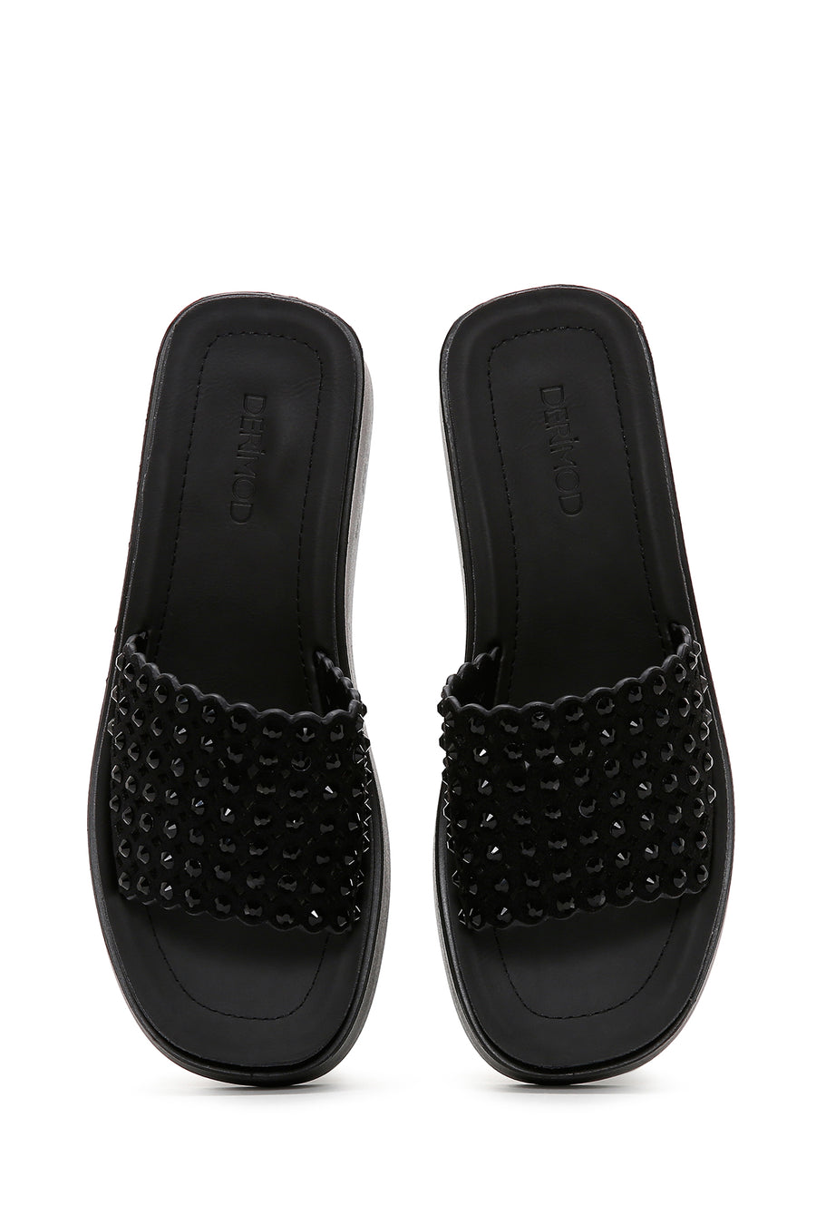 Women's Black Thick Soled Stone Slippers