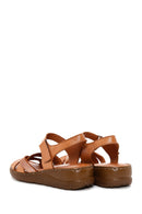 Women's Tan Ankle Strap Leather Comfort Sandals | Derimod