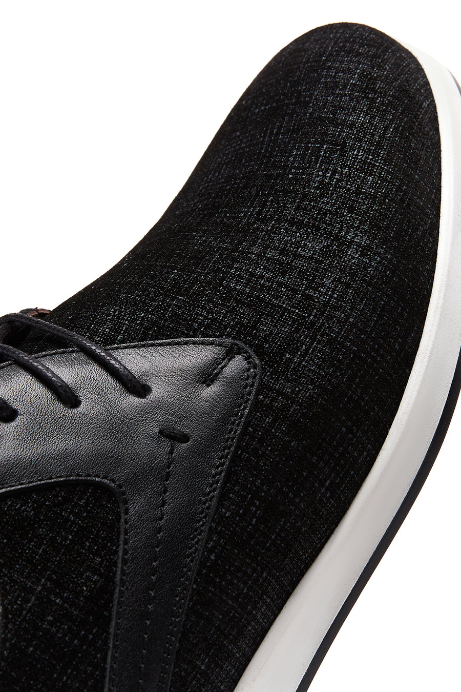 Men's Black Leather Patterned Casual Shoes