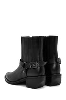 Women's Black Heeled Leather Cowboy Boots | Derimod