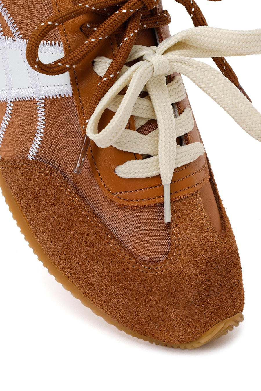 Women's Tan Lace-up Leather Sneaker