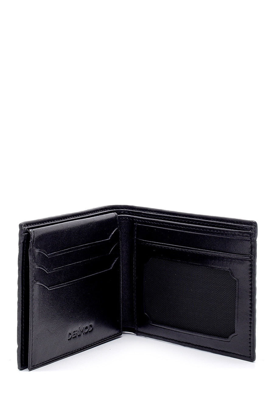 Men's Black Leather Knitted Pattern Wallet