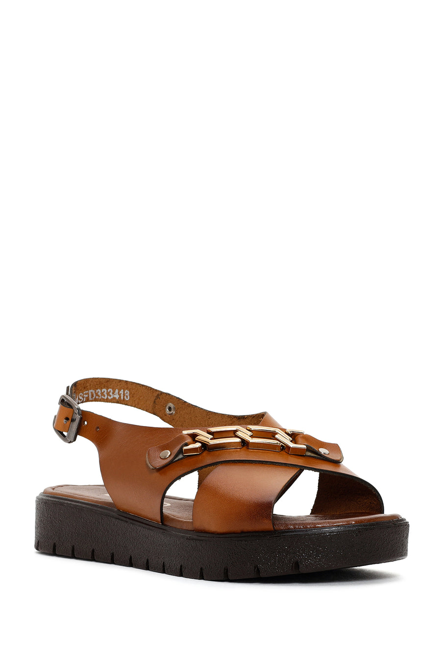 Women's Tan Ankle Strap Leather Sandals