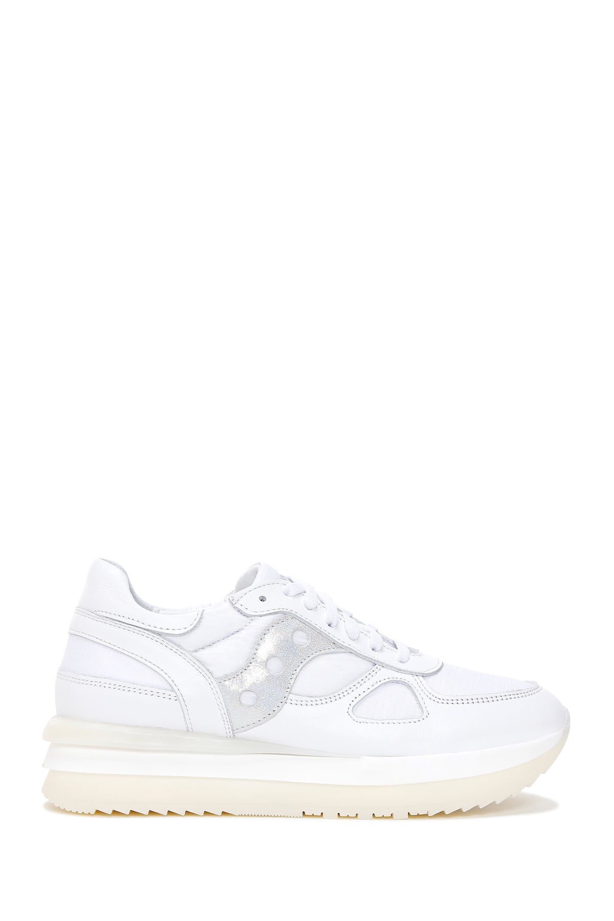 Women's White Leather Thick Soled Sneaker 23SFD380114 | Derimod