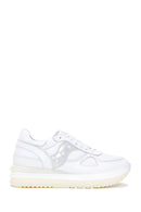 Women's White Leather Thick Soled Sneaker | Derimod