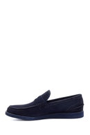 Men's Navy Blue Suede Leather Loafer | Derimod