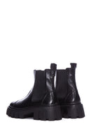 Women's Black Thick Soled Leather Chelsea Boots | Derimod