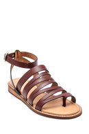 Kadın Parmak Arası Detaylı Casual Deri Sandalet | Derimod