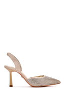 Women's Beige Open Back Thin Heeled Shoes | Derimod