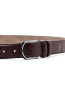 Men's Burgundy Leather Belt | Derimod