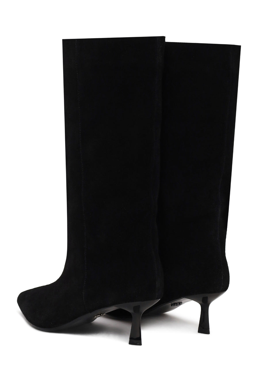 Woman Black Short Thin-Heeled Suede Short Boots