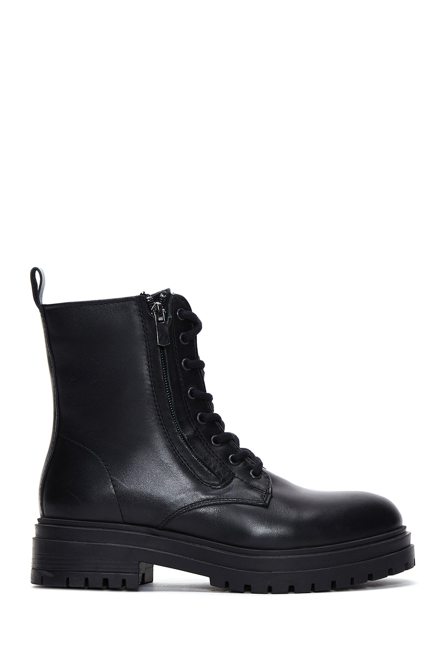 Women's Black Zippered Leather Boots 24WFD510318 | Derimod