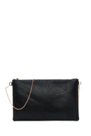 Women's Black Chain Strap Patterned Clutch Bag | Derimod