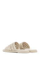 Women's Cream Knitted Slippers | Derimod