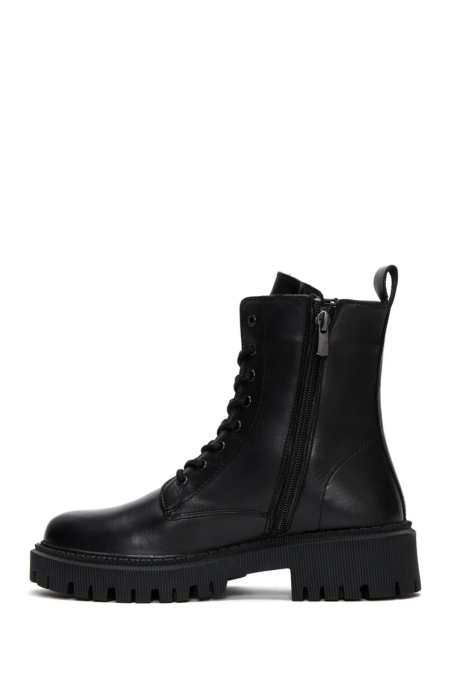 Women's Black Zippered Leather Boots