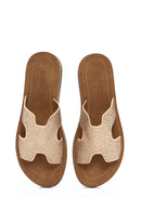 Women's Gold Stone Slippers | Derimod