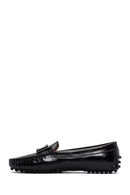 Women's Black Patent Leather Buckle Loafer | Derimod