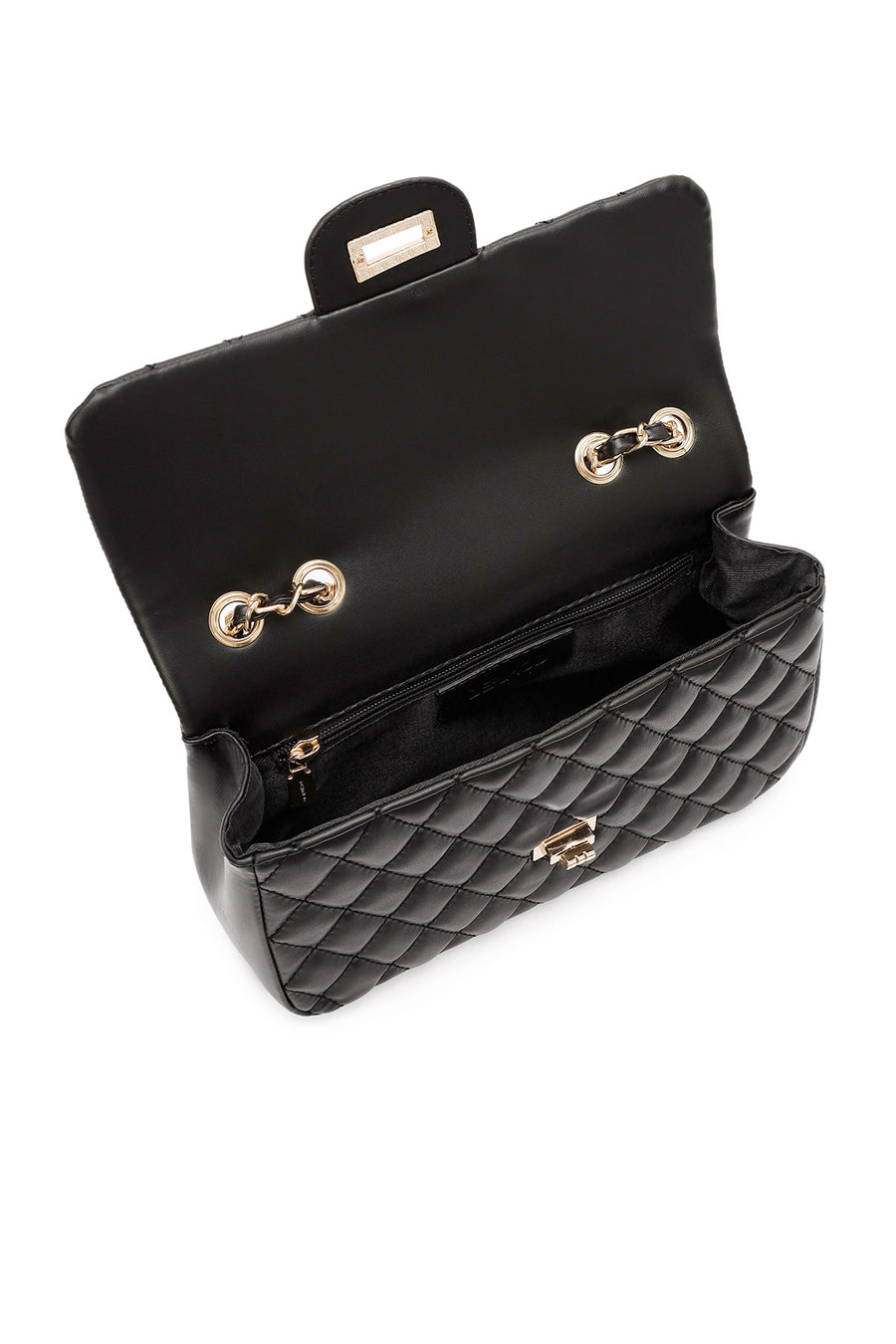Women Black Long Strap Quilted Shoulder Bag