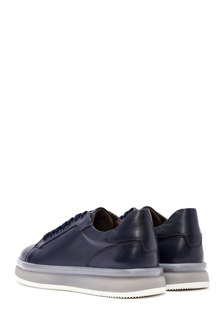 Men's Navy Blue Lace-Up Leather Sneaker