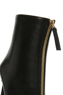 Women's Black Zippered Thin Heeled Leather Boots | Derimod