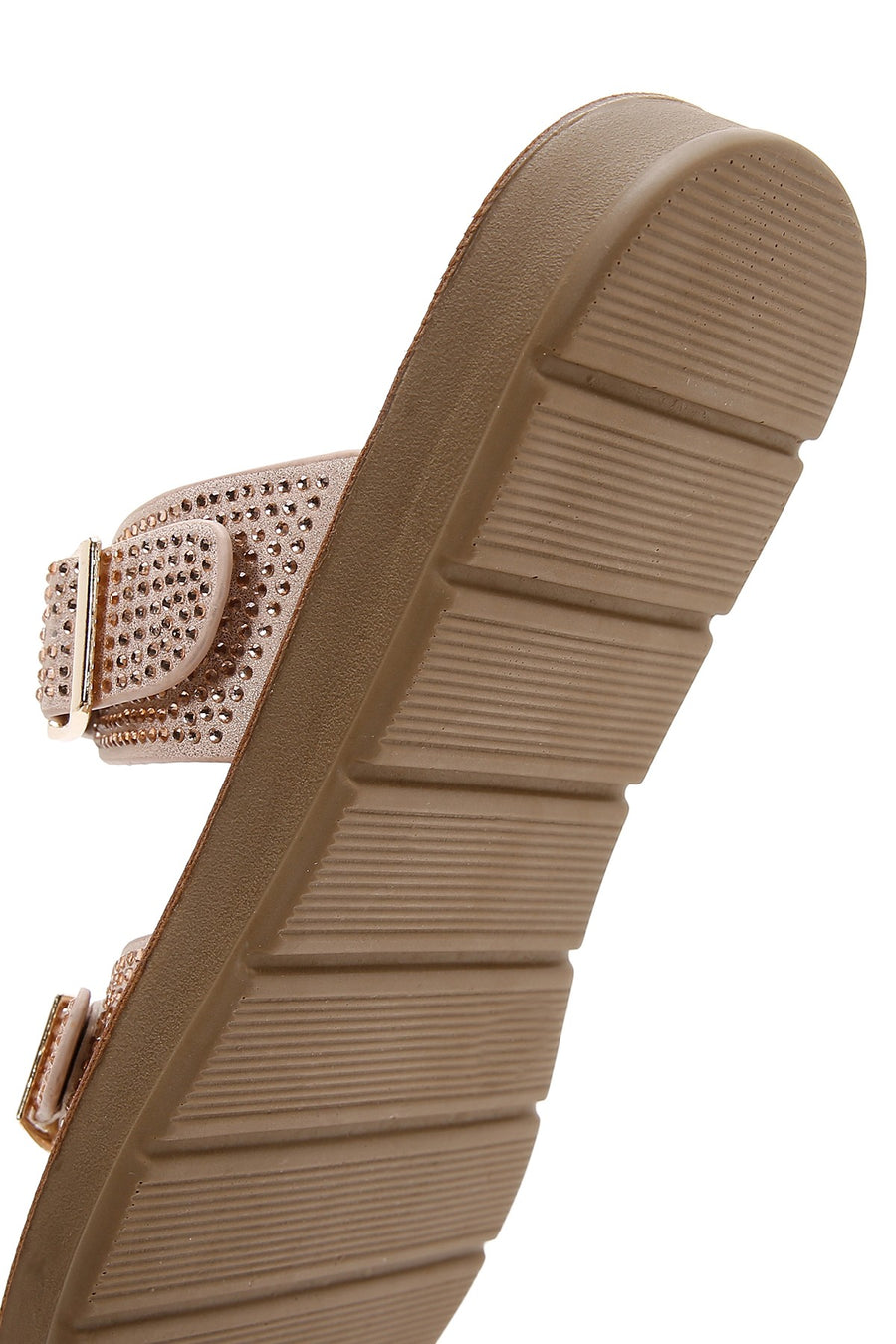 Women's Pink Double Buckled Stoned Slippers