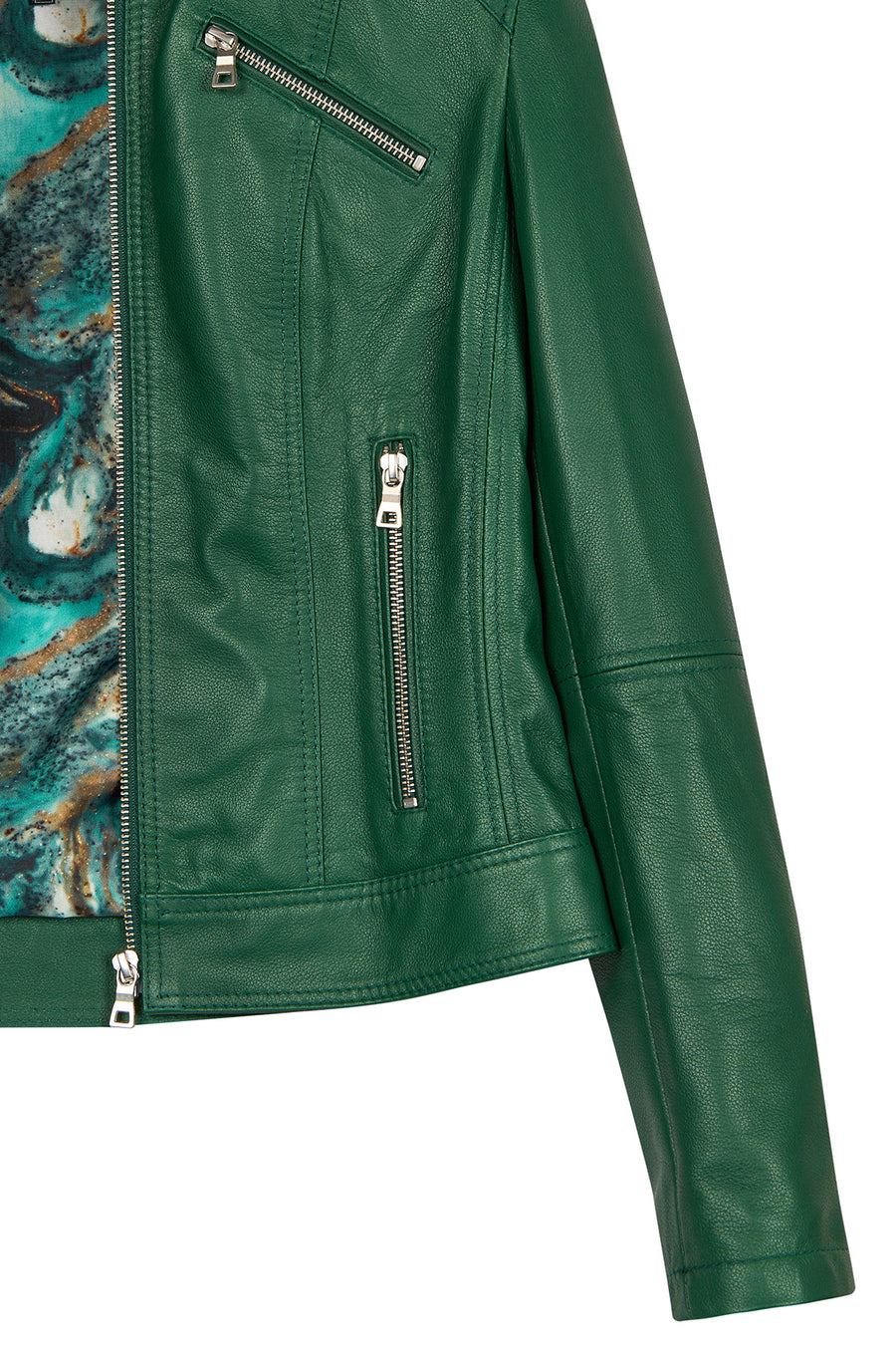 Sonia Woman Green Short Leather Jacket